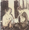 Strickende Frauen, 1923, Kohle