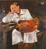 Selbstbildnis mit Flasche, 1929
